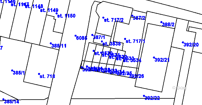 Parcela st. 3531 v KÚ Polička, Katastrální mapa