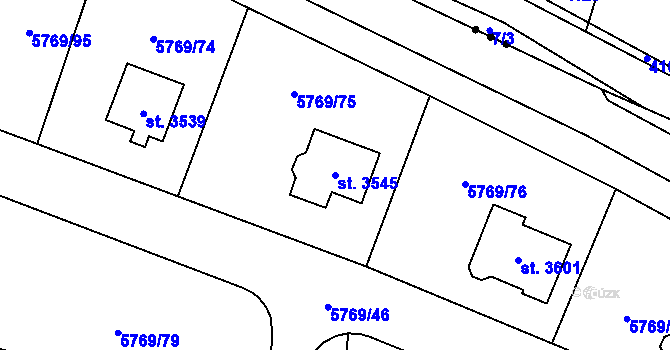 Parcela st. 3545 v KÚ Polička, Katastrální mapa
