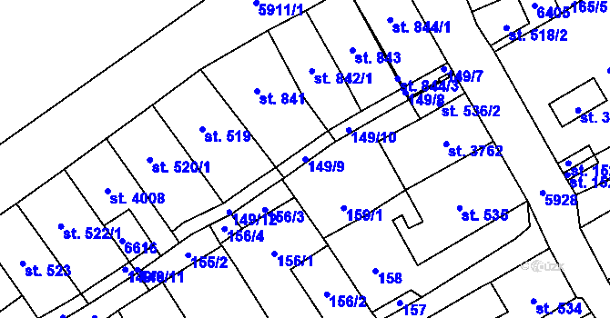 Parcela st. 149/9 v KÚ Polička, Katastrální mapa