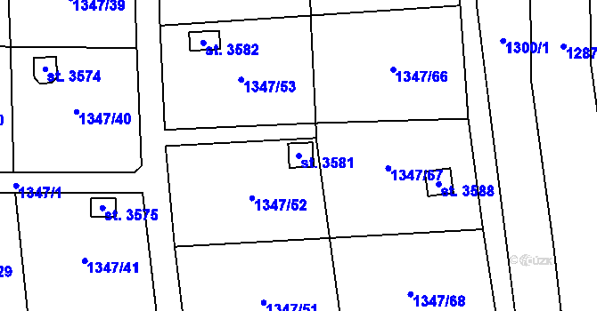Parcela st. 3581 v KÚ Polička, Katastrální mapa