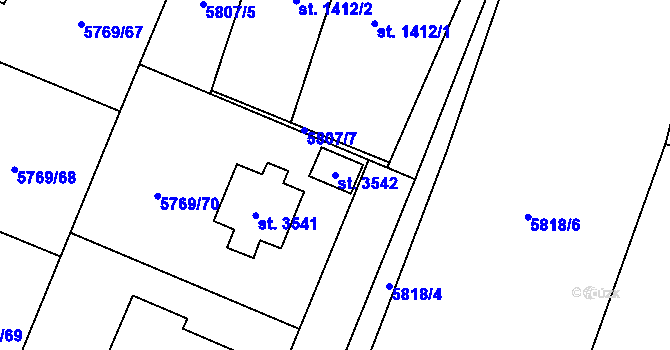 Parcela st. 3542 v KÚ Polička, Katastrální mapa
