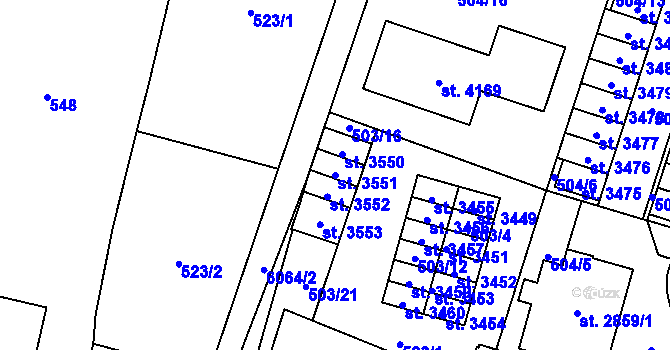 Parcela st. 3551 v KÚ Polička, Katastrální mapa