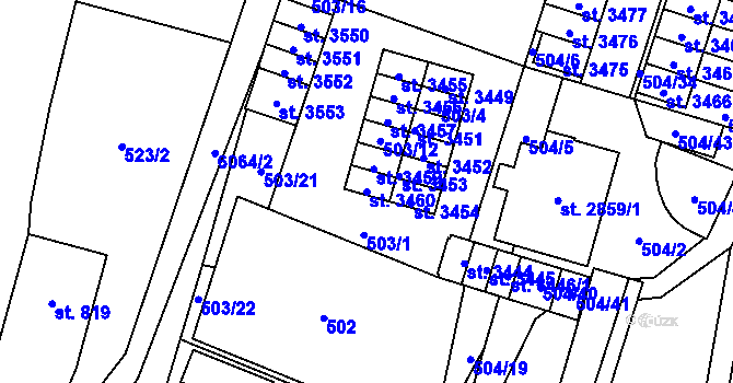 Parcela st. 3460 v KÚ Polička, Katastrální mapa