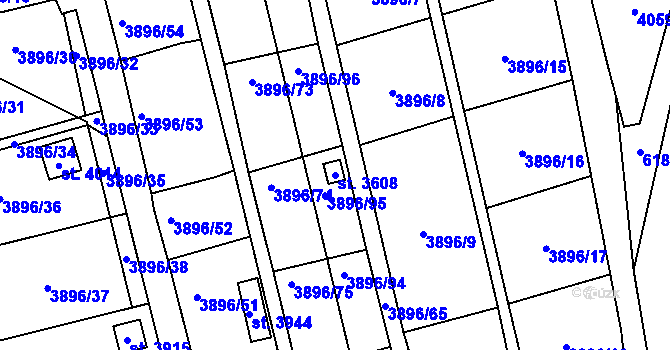 Parcela st. 3608 v KÚ Polička, Katastrální mapa