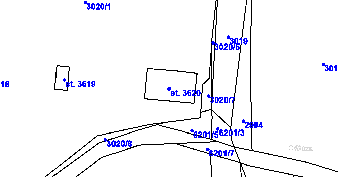 Parcela st. 3620 v KÚ Polička, Katastrální mapa