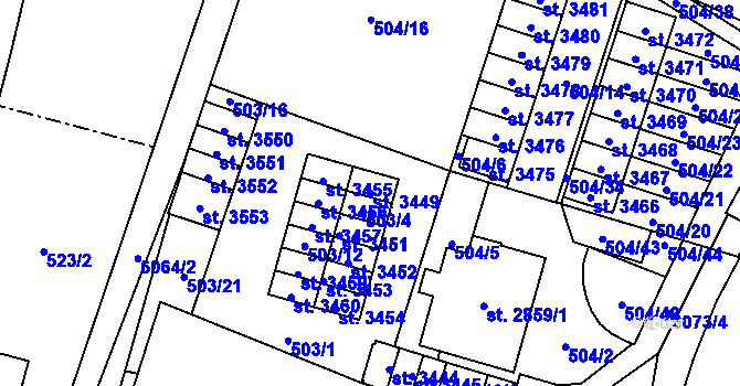 Parcela st. 3449 v KÚ Polička, Katastrální mapa