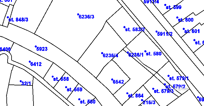 Parcela st. 6236/4 v KÚ Polička, Katastrální mapa