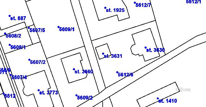 Parcela st. 3631 v KÚ Polička, Katastrální mapa