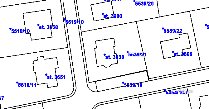 Parcela st. 3638 v KÚ Polička, Katastrální mapa