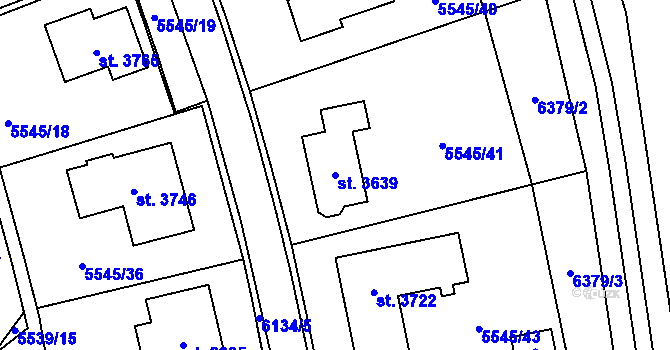 Parcela st. 3639 v KÚ Polička, Katastrální mapa