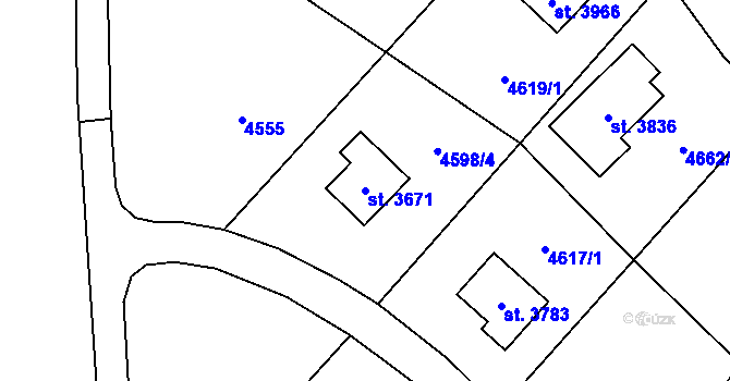 Parcela st. 3671 v KÚ Polička, Katastrální mapa