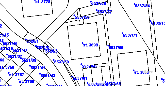 Parcela st. 3699 v KÚ Polička, Katastrální mapa