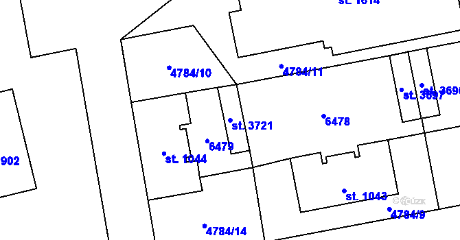 Parcela st. 3721 v KÚ Polička, Katastrální mapa