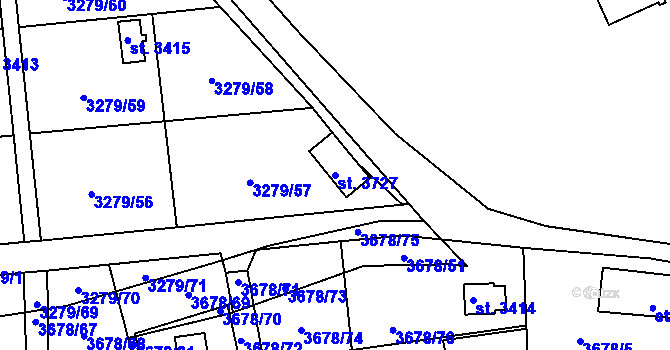 Parcela st. 3727 v KÚ Polička, Katastrální mapa