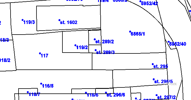 Parcela st. 289/3 v KÚ Polička, Katastrální mapa