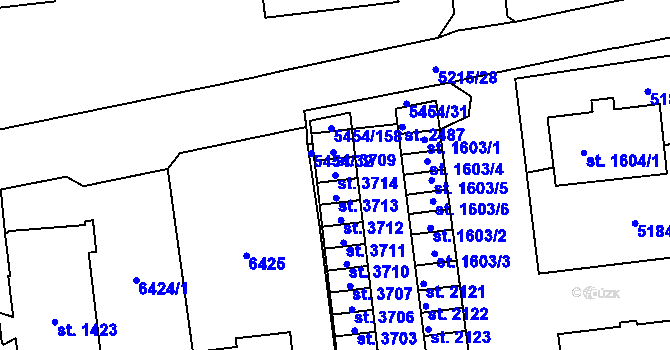 Parcela st. 3714 v KÚ Polička, Katastrální mapa