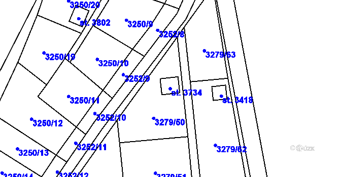 Parcela st. 3734 v KÚ Polička, Katastrální mapa