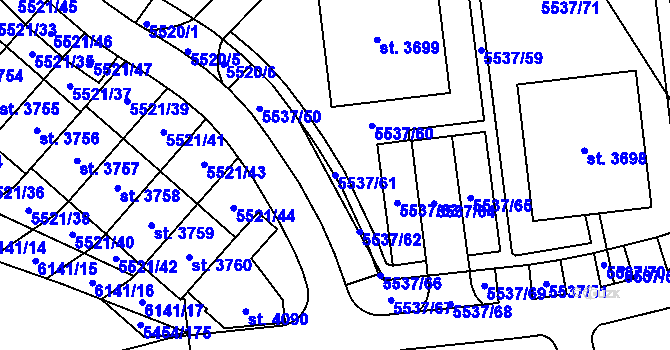 Parcela st. 5537/61 v KÚ Polička, Katastrální mapa