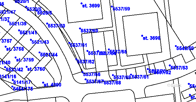 Parcela st. 5537/64 v KÚ Polička, Katastrální mapa