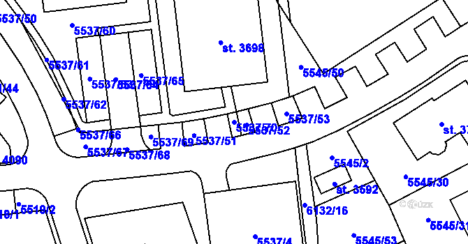 Parcela st. 5537/70 v KÚ Polička, Katastrální mapa