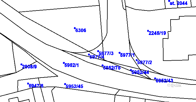 Parcela st. 5977/3 v KÚ Polička, Katastrální mapa