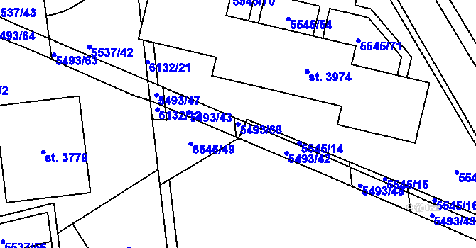Parcela st. 5493/68 v KÚ Polička, Katastrální mapa