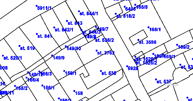 Parcela st. 3762 v KÚ Polička, Katastrální mapa