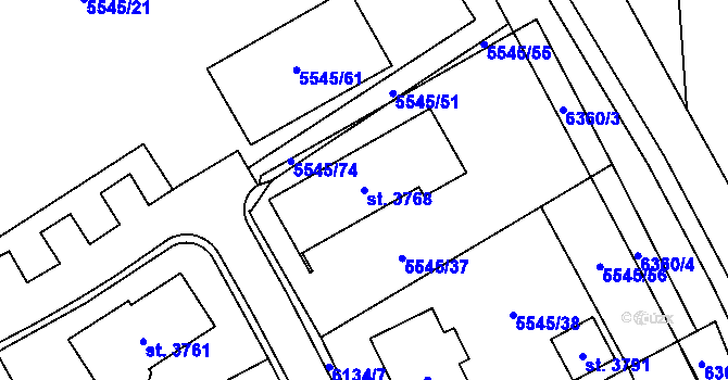 Parcela st. 3768 v KÚ Polička, Katastrální mapa