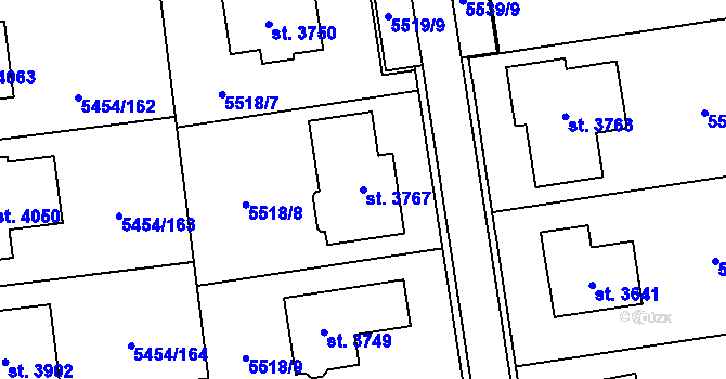 Parcela st. 3767 v KÚ Polička, Katastrální mapa