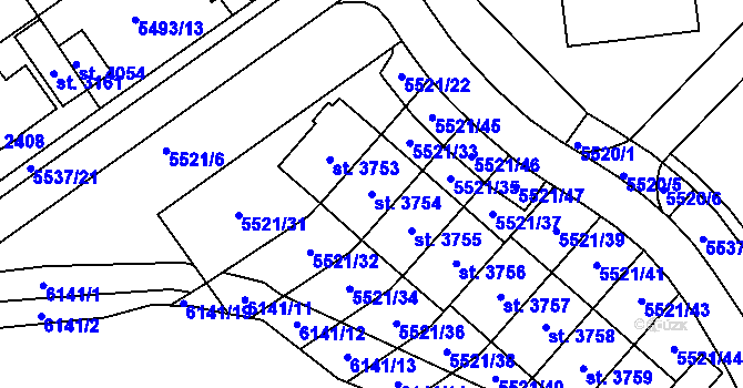 Parcela st. 3754 v KÚ Polička, Katastrální mapa