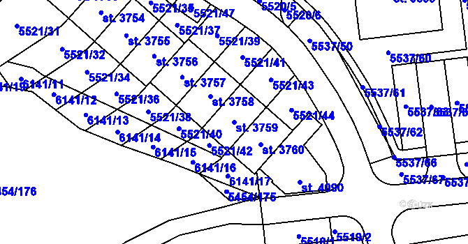 Parcela st. 3759 v KÚ Polička, Katastrální mapa