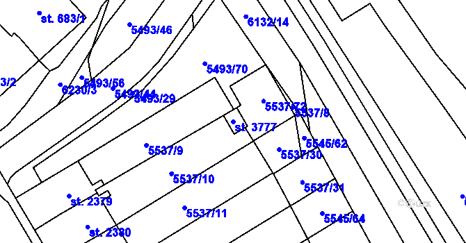 Parcela st. 3777 v KÚ Polička, Katastrální mapa