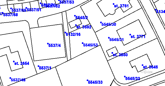 Parcela st. 5545/53 v KÚ Polička, Katastrální mapa