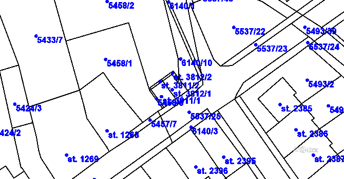 Parcela st. 3812/1 v KÚ Polička, Katastrální mapa
