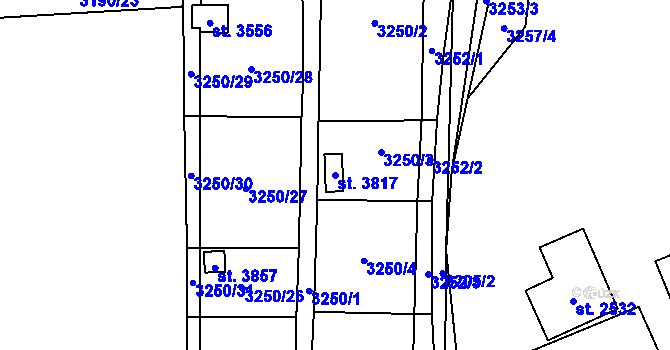 Parcela st. 3817 v KÚ Polička, Katastrální mapa