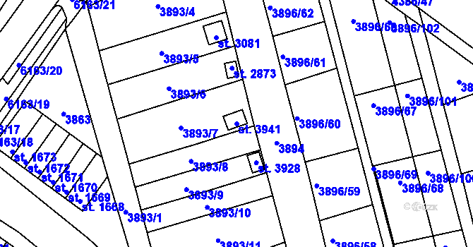 Parcela st. 3941 v KÚ Polička, Katastrální mapa