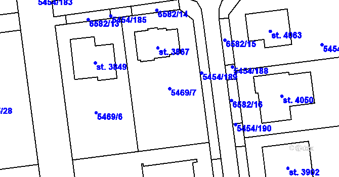 Parcela st. 5469/7 v KÚ Polička, Katastrální mapa