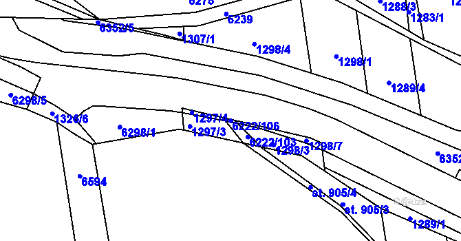 Parcela st. 6222/106 v KÚ Polička, Katastrální mapa