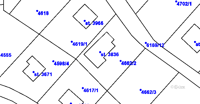 Parcela st. 3836 v KÚ Polička, Katastrální mapa