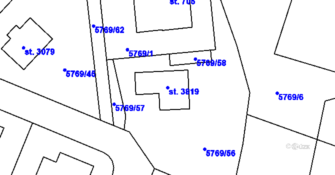 Parcela st. 3819 v KÚ Polička, Katastrální mapa