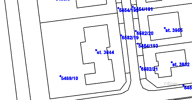 Parcela st. 3844 v KÚ Polička, Katastrální mapa