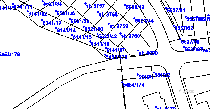 Parcela st. 5454/175 v KÚ Polička, Katastrální mapa