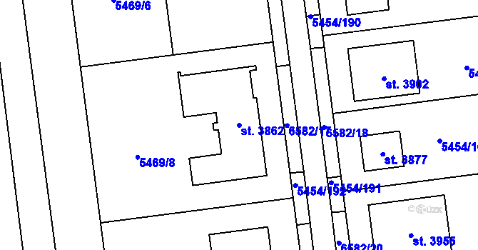 Parcela st. 3862 v KÚ Polička, Katastrální mapa