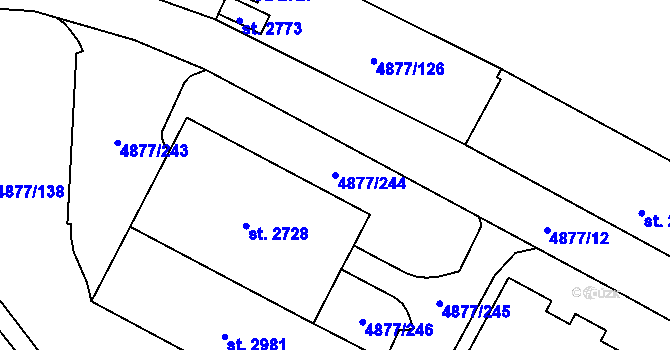 Parcela st. 4877/244 v KÚ Polička, Katastrální mapa