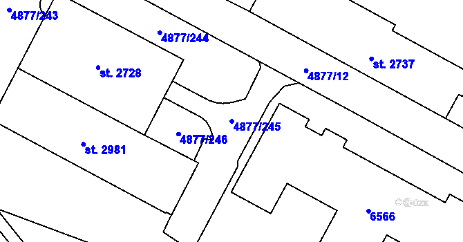 Parcela st. 4877/245 v KÚ Polička, Katastrální mapa