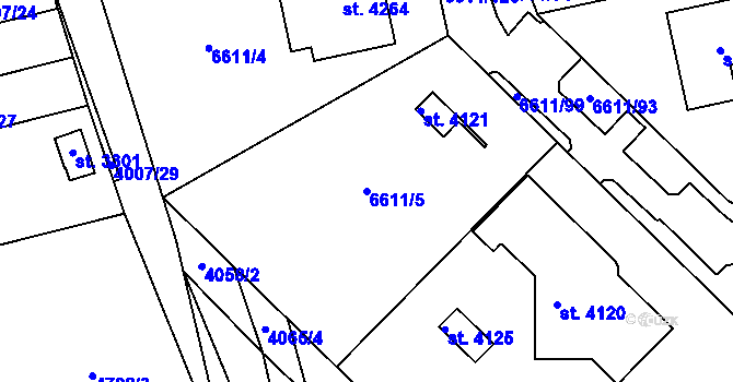 Parcela st. 6611/5 v KÚ Polička, Katastrální mapa