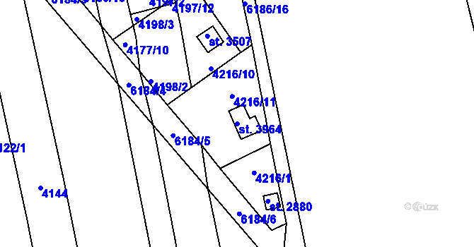 Parcela st. 3964 v KÚ Polička, Katastrální mapa