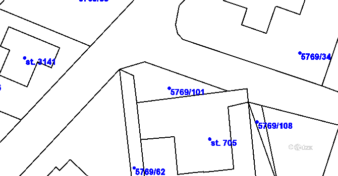 Parcela st. 5769/101 v KÚ Polička, Katastrální mapa