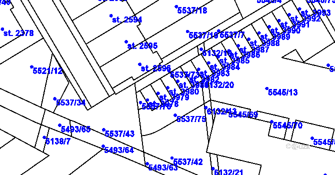 Parcela st. 3980 v KÚ Polička, Katastrální mapa