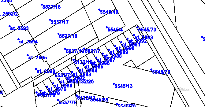 Parcela st. 3988 v KÚ Polička, Katastrální mapa